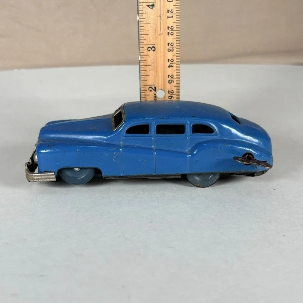 Occupied Japan 1940s Blue Wind Up Toy Car‎ Sedan 5.5 Inch Vintage MCM Toy